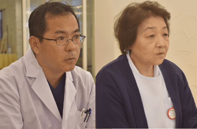 写真3：南さつま中央病院副院長の前田正彦医師と同病院看護師の今村美穂子さんの写真。