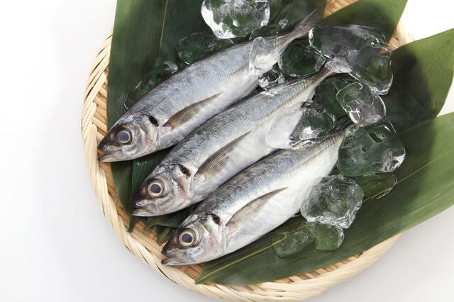 認知症の予防になる食べ物でオメガ3脂肪酸のDHAやEPAが多く含まれる青魚の写真。DHAは脳の構成成分であり、記憶力や判断力の向上、認知症予防、特にアルツハイマー病発症予防に有効であるという報告があります。