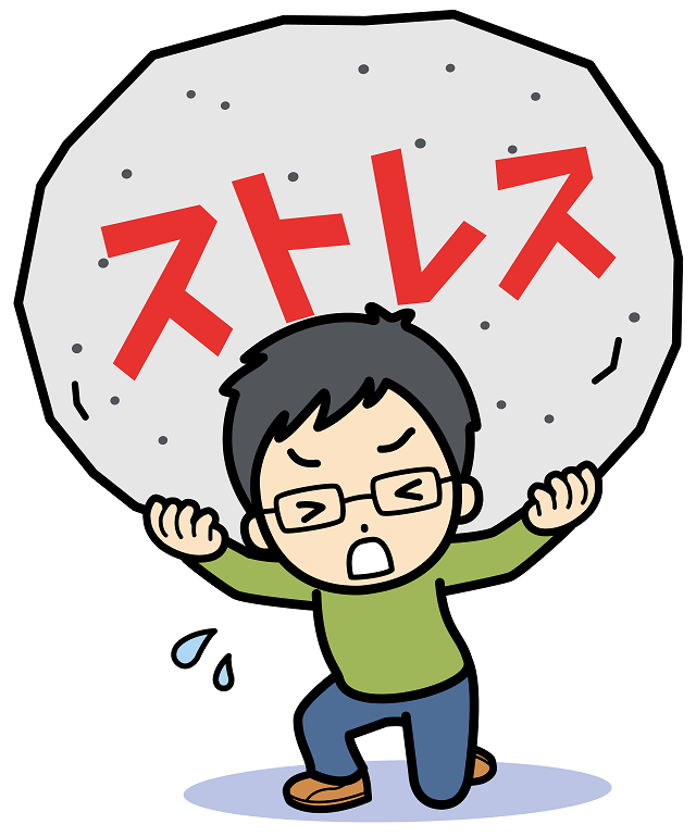 図:帯状疱疹の原因のひとつであるストレスを抱える男性のイメージ。