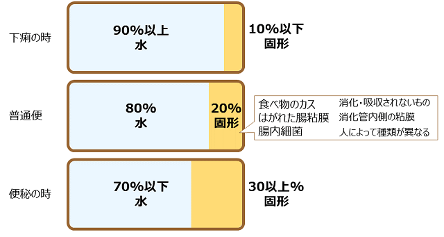 図1:便の成分を解説する図。便の成分の80%程度が水分であることを示す。
