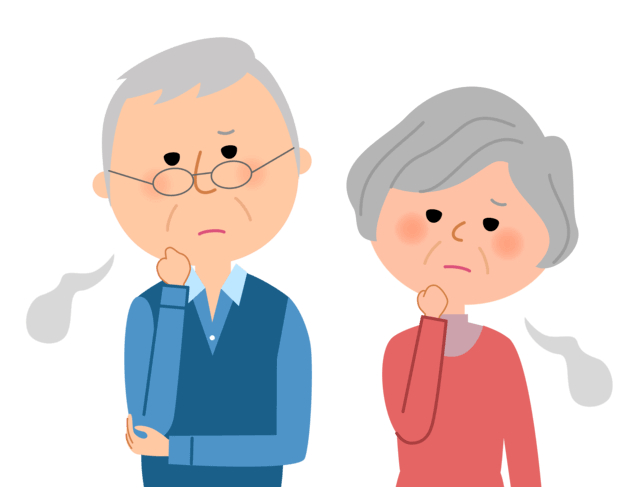 調子を崩している高齢者を表すイラスト。