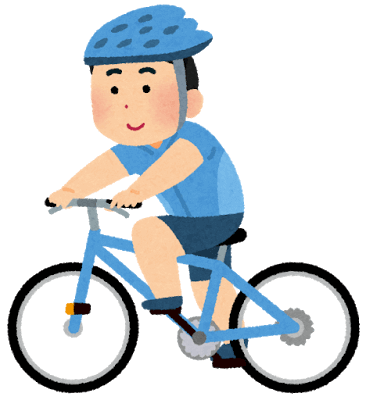 趣味のサイクリングを楽しむ様子を表す男性のイラスト。