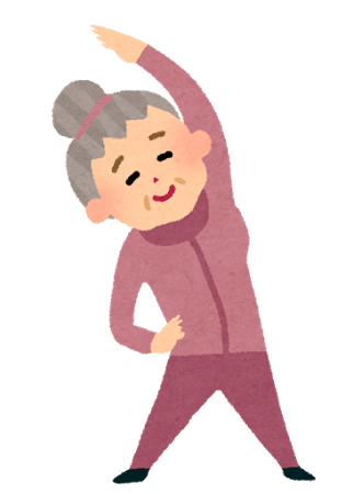体操をする高齢女性のイラスト。