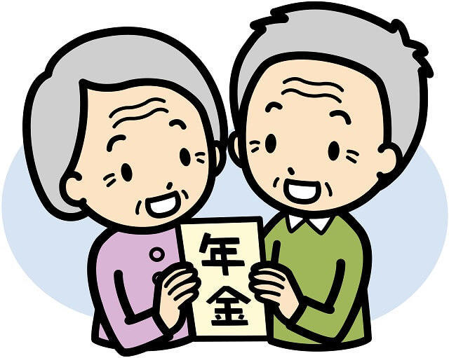 写真1:年金を手にする高齢夫婦のイラスト