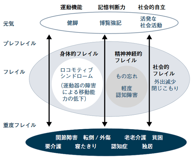 図1:運動器疾患とフレイル・ロコモティブシンドロームとの関係を表す図