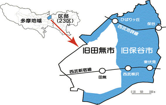 図1：西東京市の位置図。