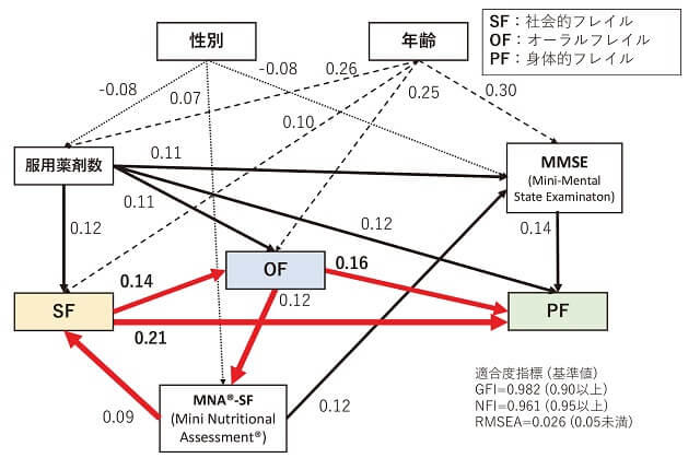 図4：　オーラルフレイル、社会的フレイル、身体的フレイルの関係を表す図。