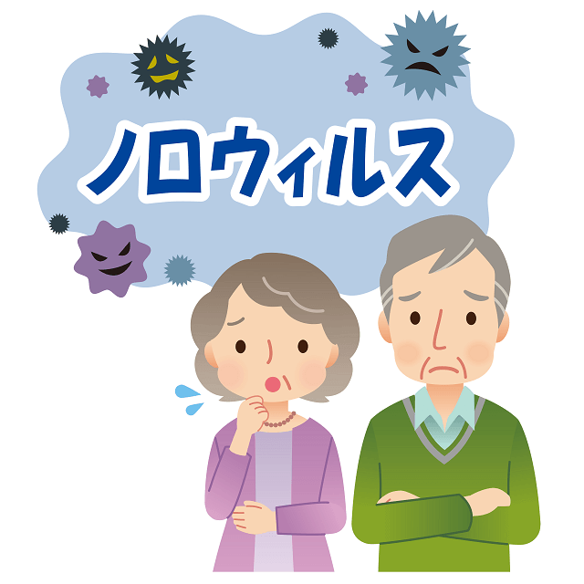 図：ノロウィルスについて考える高齢者を表すイメージ。