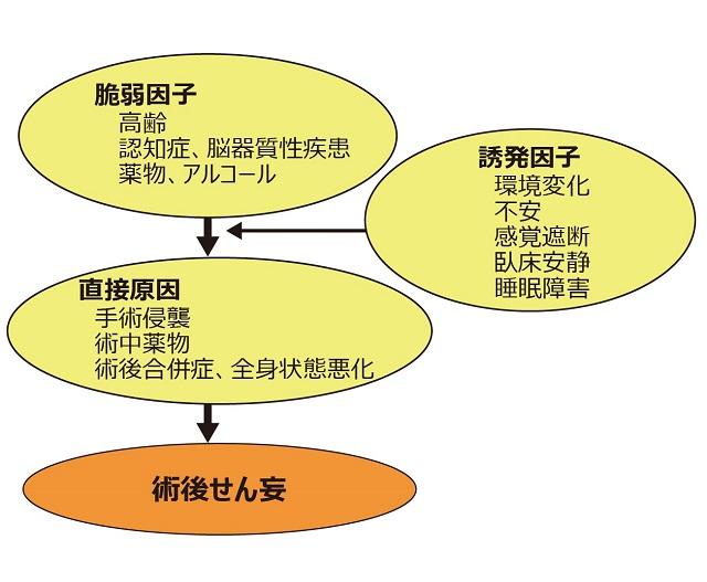 図1：術後せん妄発症要因を示している。