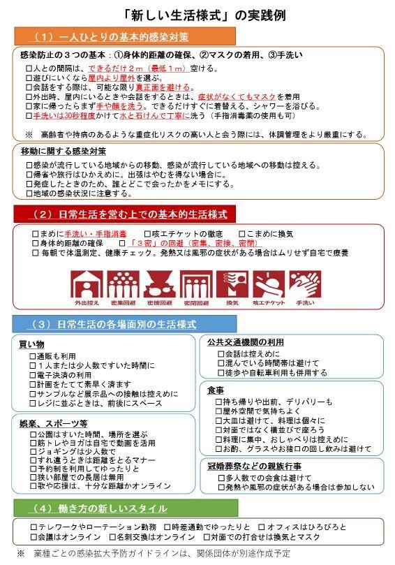 図：新型コロナウイルス感染症対策における新しい生活様式の実践例