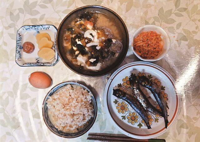 写真:稲田さんの朝食メニューを表す写真。