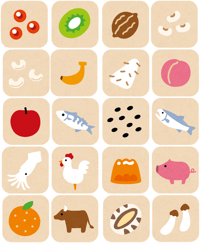 図2:表示を奨励している特定原材料を示すイラスト。
