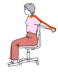 図4：肩こり体操の胸・腕伸ばしを示す図