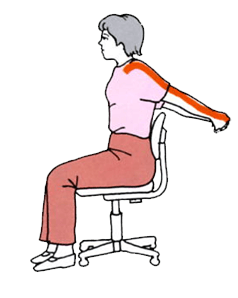 図4:肩こり体操の胸・腕伸ばしを示す図