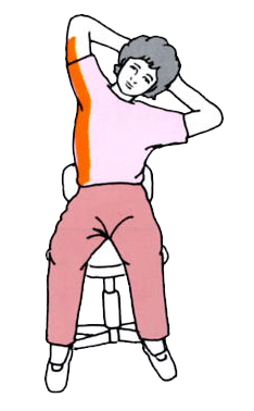 図5：肩こり体操の脇腹伸ばしを示す図