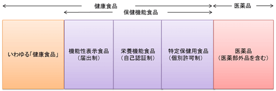 図：健康食品・保健機能食品・医薬品の分類を示す図