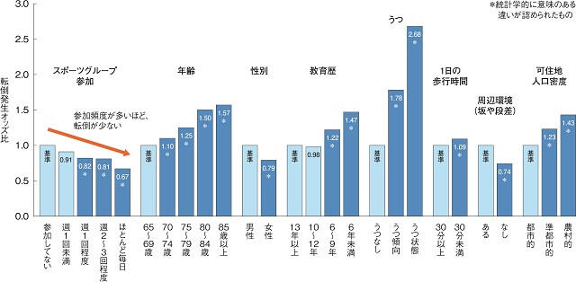 図3:過去1年間の転倒経験の主なリスク因子を表す図。